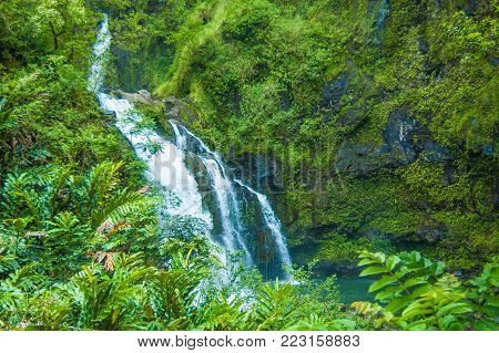 Ther Road to Hana, Maui, Hi, is replete with dozens of picturesque waterfalls
