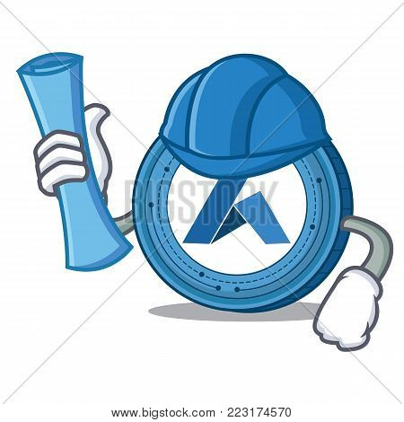 Architect Ardor coin character cartoon vector illustration