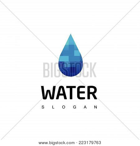Drop Water Logo, Pixel Logo Design Template