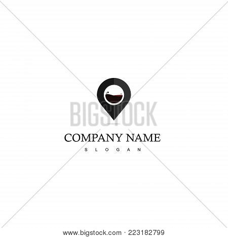 cafe logo, pointer icon, cup of coffee symbol