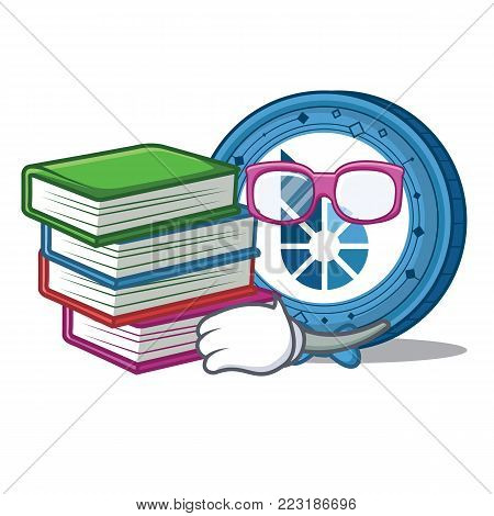 Student with book BitShares coin mascot cartoon vector illustration