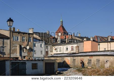 CITYSCAPE - Old town houses Darlowo from the back