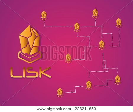 Lisk blockchain cryptocurrency background design vector art