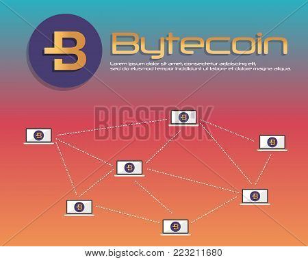 Background bytecoin blockchain style collection vector illustration