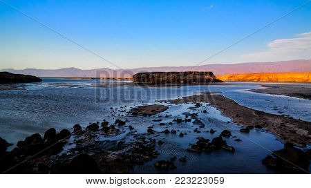 Panorama of Crater salt lake Assal, Djibouti