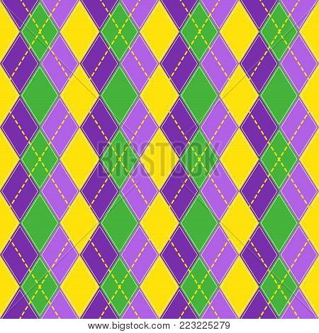 Mardi Gras carnival party vector seamless pattern background masquerade celebration festival poster design holiday purple brochure. 
