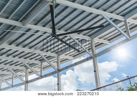 Commercial HVLS Ceiling Fan Big Industrial Fans at roof for hot air cooling and ventilation for shopping mall