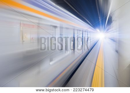 blur hi speed subway underground train fast business transport concept