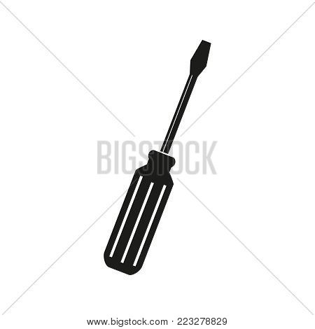 Screwdriver black icon on the white background