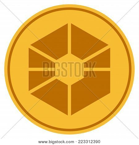Raiblocks gold coin icon. Vector style is a golden yellow flat coin symbol.