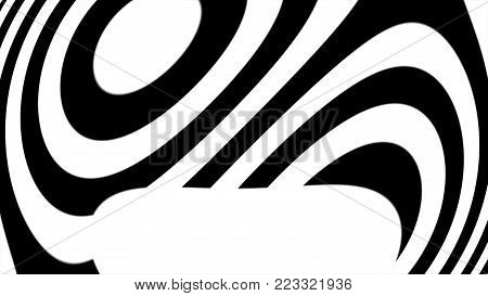 Abstract Cgi Motion Graphics And Animated Background With White And Black Figures. Hypnotic Spiral I