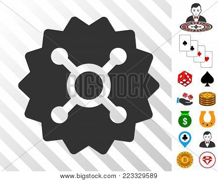 Roulette Token icon with bonus gambling design elements. Vector illustration style is flat iconic symbols. Designed for gamble websites.