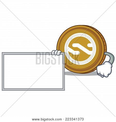 With bring Nxt coin character cartoon vector illustration