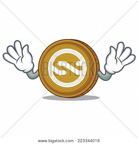 Mocking Nxt coin mascot cartoon vector illustration