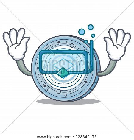 Diving Stratic coin character cartoon vector illustration