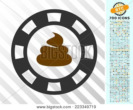 Shit Casino Chip icon with 700 bonus bitcoin mining and blockchain design elements. Vector illustration style is flat iconic symbols designed for bitcoin websites.