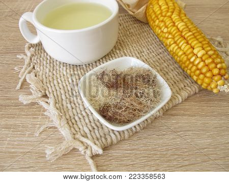 Cup of tea with corn silk, Maydis stigma