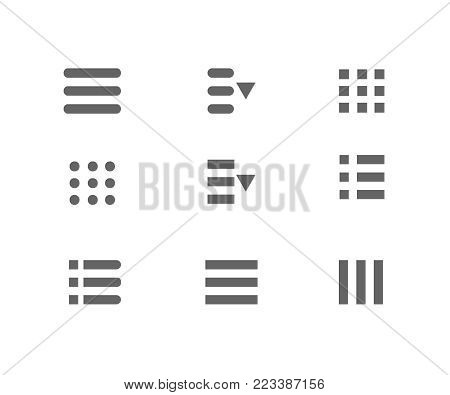 Hamburger mobile buttons. Ui menu icons set