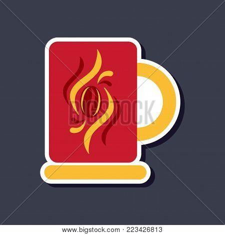 paper sticker on stylish background of coffee cup flavor