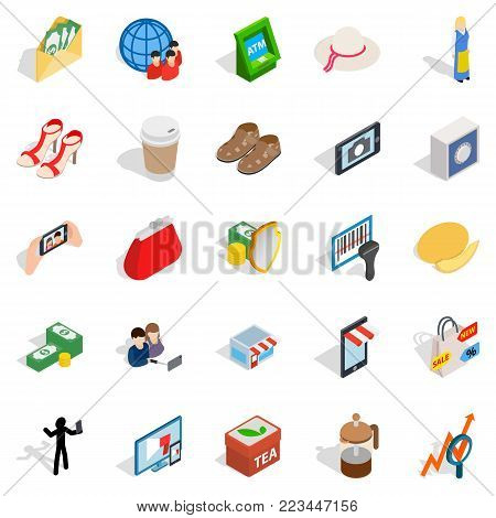 Womankind icons set. Isometric set of 25 womankind vector icons for web isolated on white background