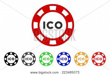 Ico Token icon. Vector illustration style is a flat iconic ico token symbol with gray, yellow, green, blue, red, black color variants. Designed for web and software interfaces.