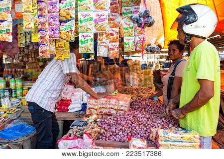 Maumere, Indonesia - May 9: Unidentified People Buy Goods At The Main Market In Maumere, Indonesia O