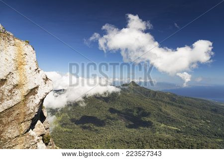 Clouds Gather Near The Center Of The Island Near Maumere On East Nusa Tenggara In Indonesia.