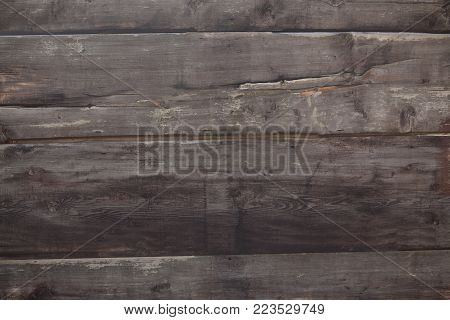 Close-up shot of old dirty wooden planks