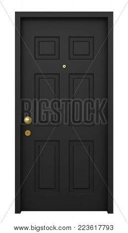 3d render of door with frame isolated on white background