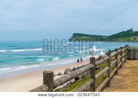 Australian Coastal Sand Beach At Lennox Head, Australia