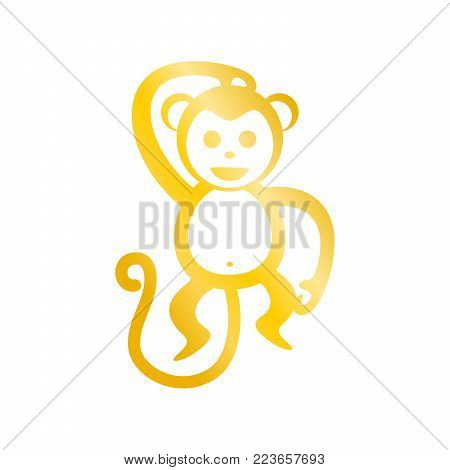 Golden Monkey Pose Vector Graphic Illustration Design