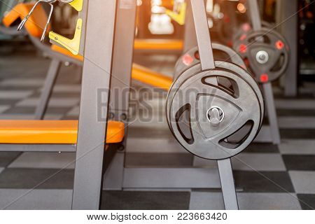 close up black fitness  wheel  in the gym