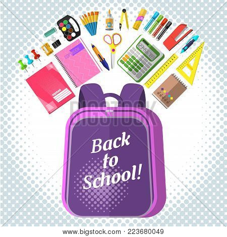 A set of stationery for schoolchildren, goods for creativity and study, Back to school