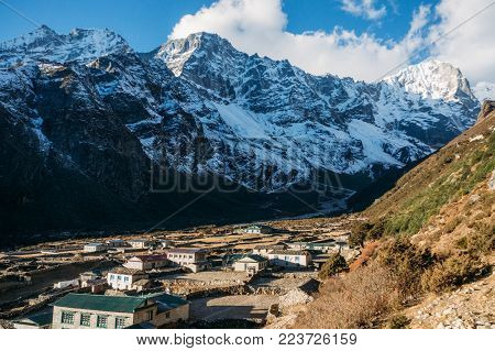 view of Lower Pangboche village Nepal, Sagarmatha, November 2014