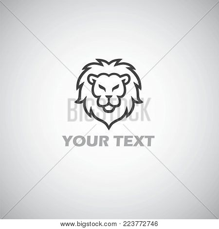 Lion Head Logo Line Illustration Design Template