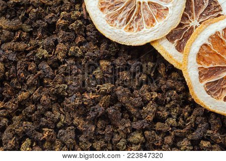 Tea herbs texture. Green tea. Organic dried green tea leaves.