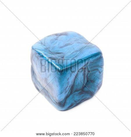 Cube formed of a smart hand putty plasticine playdough isolated over the white background