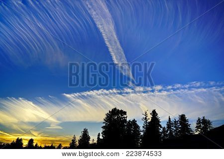 dramatic cloudy sunset landscape in Vancouver, BC
