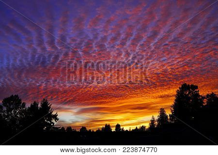 dramatic colorful cloudy sunset landscape in Vancouver