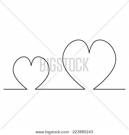 Continuous Line Two Hearts Shape vector illustration.