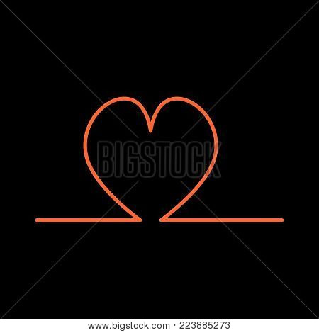 Continuous Red Line Heart Shape vector illustration. Vector illustration isolated on black background.