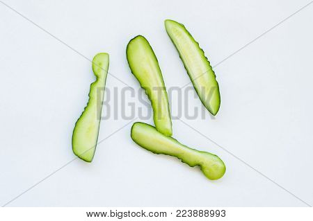 Sliced Cucumber In Stack Isolated On White
