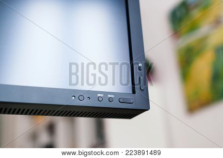 Paris, France - Jan 9, 2017: Detail Of Professional Nec Spectraview Reference 322uhd 4k Wide Gamut M