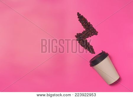 Paper Coffee Container On Color Background. Template Of Drink Cup For Your Design. Can Put Text, Ima