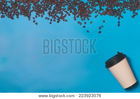 Paper Coffee Container On Color Background. Template Of Drink Cup For Your Design. Can Put Text, Ima