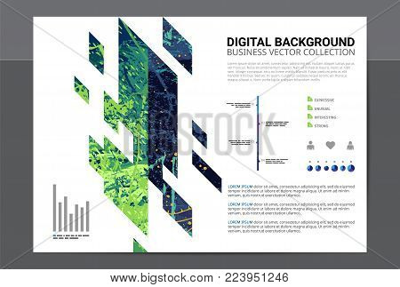 Stylish modern design graphic template, business composition with diagonal shapes and inforgaphics elements