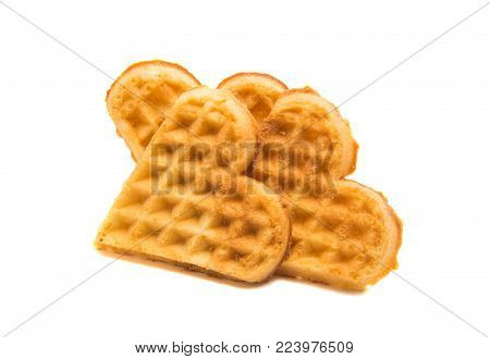 Waffles Heart Cokies On A White Background