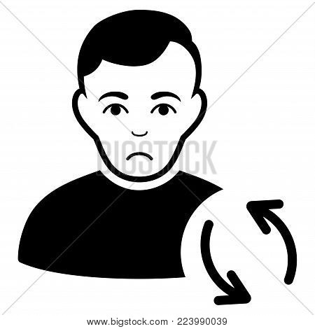 Pitiful User Refresh vector pictograph. Style is flat graphic black symbol with dolour feeling.