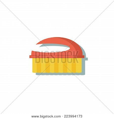 Cleaning service. Flat brush fetlock vector icon logo illustration. Household equipment tool isolated on white background
