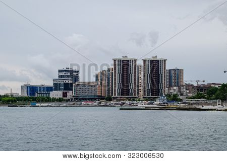 Residential Multi-storey Buildings On The Seashore. City Novorossiysk Embankment Of Admiral Serebrya